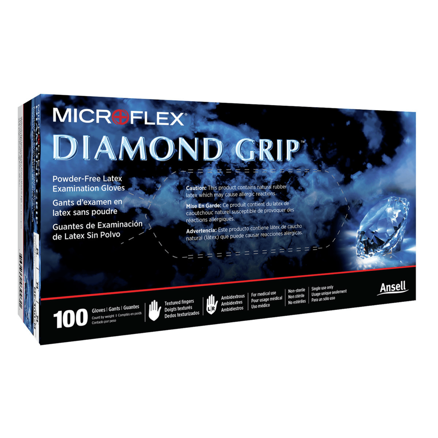 Ansell, Ltd.-Ansell MICROFLEX® Diamond Grip® MF-300 Disposable Latex Gloves, BX/100-MedTech-1